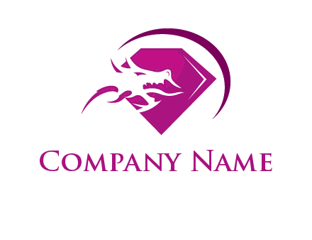 dragon on diamond in jewelry logo