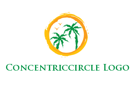 trees and birds in round travel logo