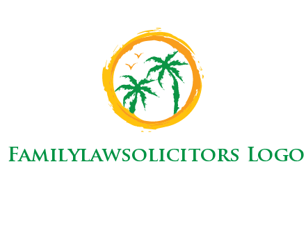 trees and birds in round travel logo
