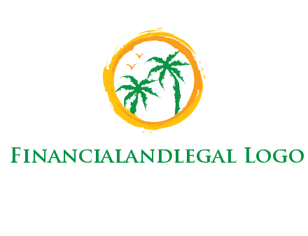 trees and birds in round travel logo