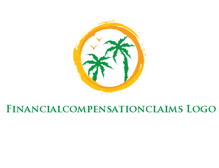trees and birds in round travel logo