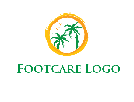 trees and birds in round travel logo