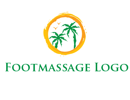 trees and birds in round travel logo