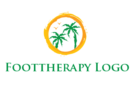 trees and birds in round travel logo