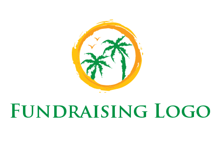 trees and birds in round travel logo