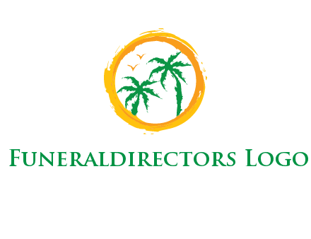 trees and birds in round travel logo