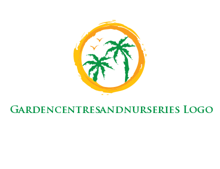 trees and birds in round travel logo