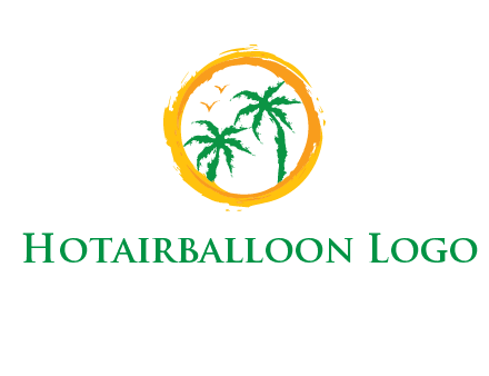 trees and birds in round travel logo