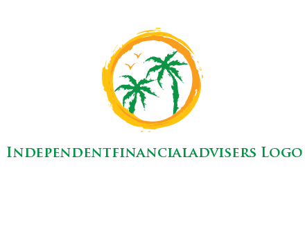 trees and birds in round travel logo