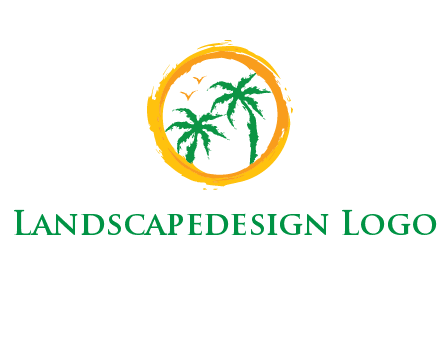 trees and birds in round travel logo