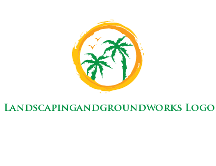 trees and birds in round travel logo