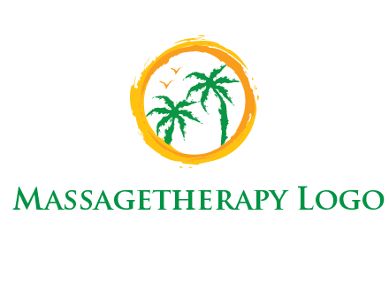 trees and birds in round travel logo