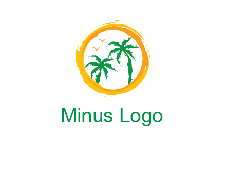 trees and birds in round travel logo