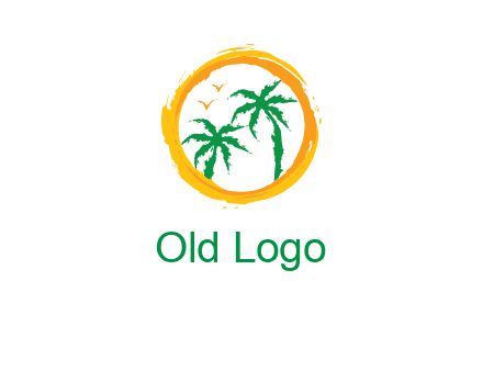 trees and birds in round travel logo