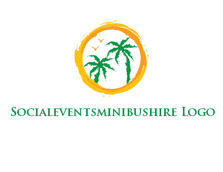 trees and birds in round travel logo