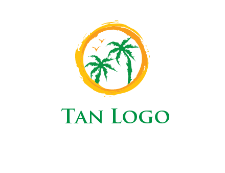 trees and birds in round travel logo
