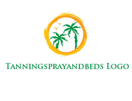 trees and birds in round travel logo