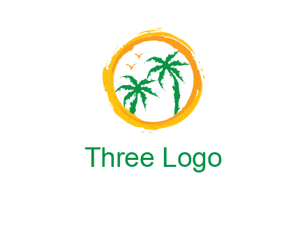 trees and birds in round travel logo