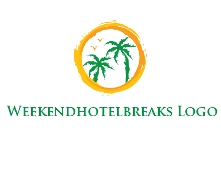 trees and birds in round travel logo