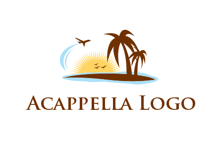 airplane sun trees travel logo