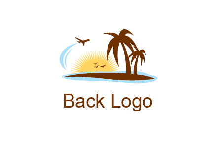 airplane sun trees travel logo