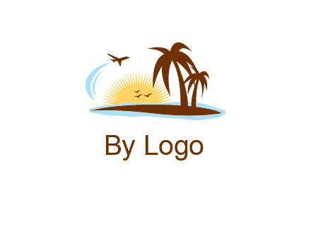 airplane sun trees travel logo