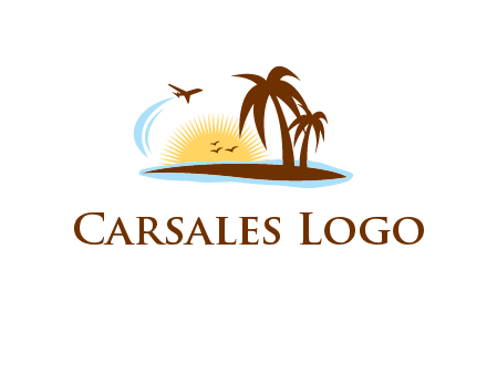 airplane sun trees travel logo