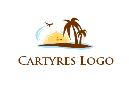 airplane sun trees travel logo