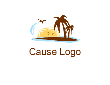 airplane sun trees travel logo