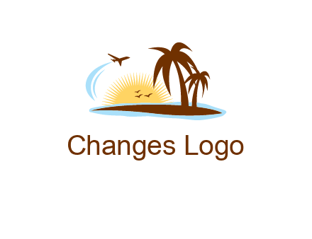 airplane sun trees travel logo