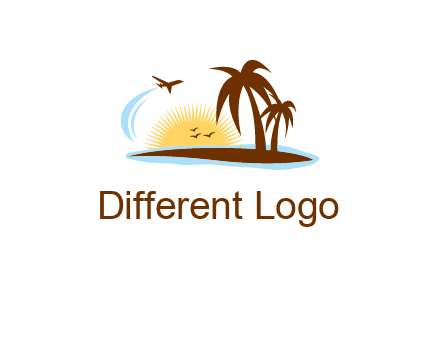 airplane sun trees travel logo
