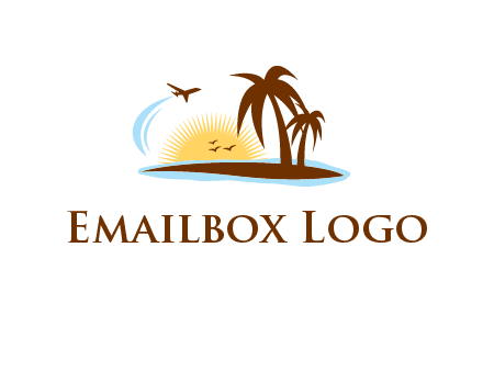 airplane sun trees travel logo