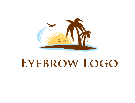 airplane sun trees travel logo