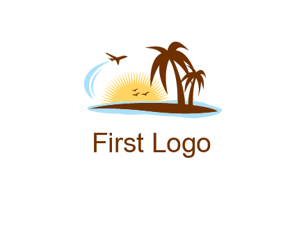 airplane sun trees travel logo