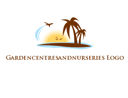 airplane sun trees travel logo