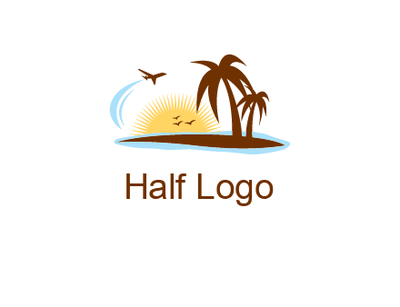 airplane sun trees travel logo
