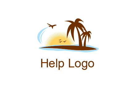 airplane sun trees travel logo