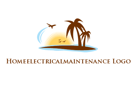 airplane sun trees travel logo