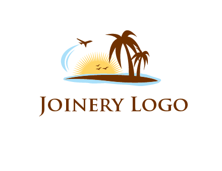 airplane sun trees travel logo