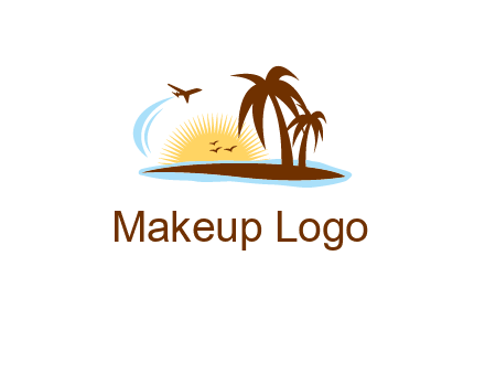 airplane sun trees travel logo