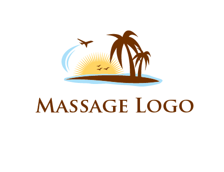 airplane sun trees travel logo