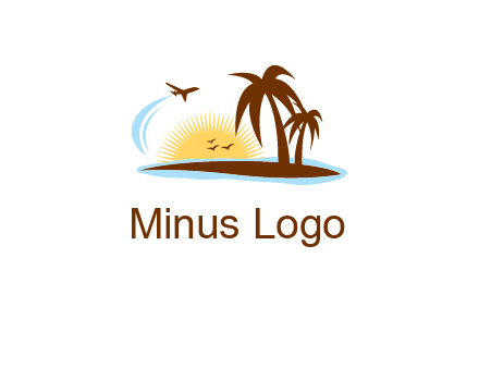 airplane sun trees travel logo