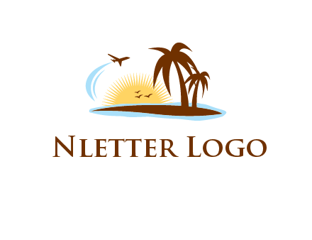 airplane sun trees travel logo