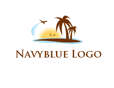 airplane sun trees travel logo