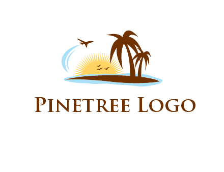 airplane sun trees travel logo