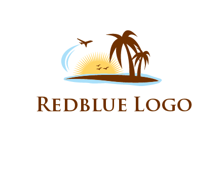 airplane sun trees travel logo