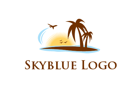 airplane sun trees travel logo