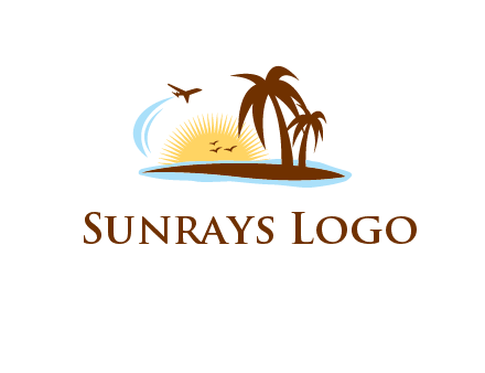 airplane sun trees travel logo