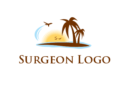airplane sun trees travel logo