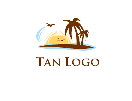 airplane sun trees travel logo